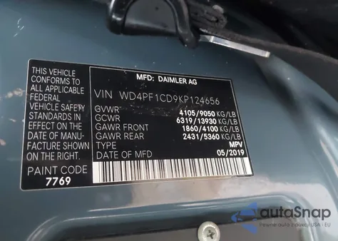 2019 Mercedes-Benz Sprinter 2500 High Roof V6 from USA, damaged, VIN WD4PF1CD9KP124656